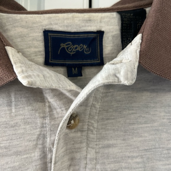 Vtg Roper white and brown Polo Shirt - Picture 2 of 3